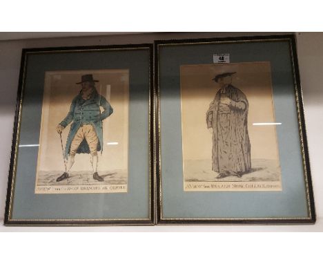 A Pair of Late 18th/Early 19th Century Richard Dighton Portrait Engravings, in Hogarth style frames. 39 x 30cm.