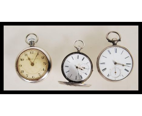 A collection of three pocket watches to include, silver hallmarked for London date letter B fusee movement pocket watch havin