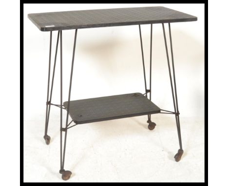Light Shades&nbsp; -&nbsp;A vintage retro sputnik two tier buffet / drinks trolley, atomic hairpin supports terminating on ca