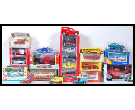 A collection of predominantly boxed scale model diecast cars to include Corgi, Doge power wagon, Alexander Y Type South Yorks