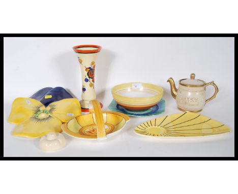 A collection of 20th Century Art Deco China / ceramic items to include dishes, bowls, vases etc. With makers such a Crown Dev