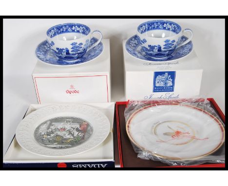 A collection of boxed unused Spode, to include a pair of blue and white breakfast cups and saucers, commemorative plates etc.