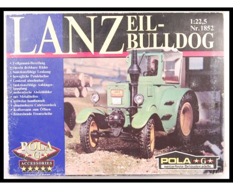 A German Pola G Scale railway train model kit of a Lanz Eilbulldog Tractor Nr 1852. In original box and appearing to be compl