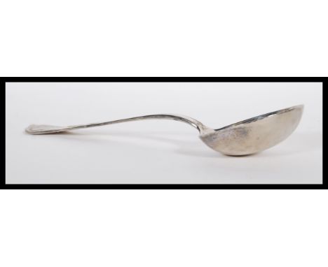 A 20th Century continental silver ladle of large form, having kings pattern handle. Stamped 800 to verso with crown stamp. We