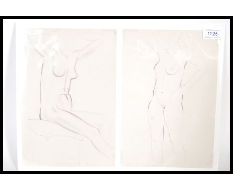 Eric Gill (1882-1940) A pair of female nudes from Eric Gill First Nudes Neville Spearman London 1954. Measures 27cm high by 3
