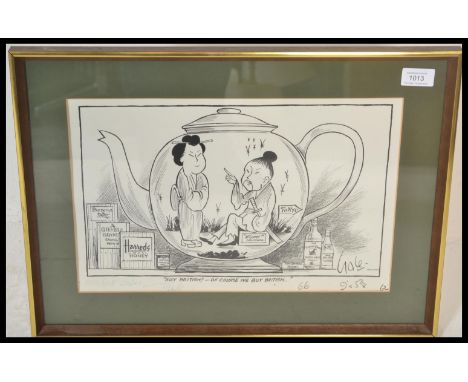 A 20th Century framed and glazed political cartoon picture print by George Gale (20th century),&nbsp; depicting a Chinese cou