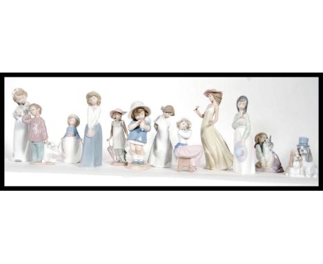 A collection of twelve ( 12 ) Nao ceramic figures to include, 'It's a picnic' no. 01362, 'Gentle breeze' no. 01158, 'Becky' n