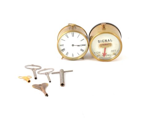 French drum case dressing table clock, Richard &amp; Co., Paris, key-wind movement, white enamelled dial with Roman numerals;