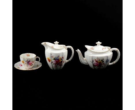 A Royal Crown Derby 'Derby Posies' part tea service, comprising teapot (15.5cm), hot water jug, sandwich plates, cups, saucer