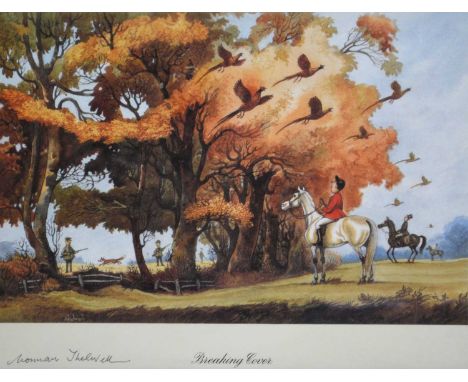 Normann Thelwell, Breaking Cover, signed, colour print, 20 x 31cm.