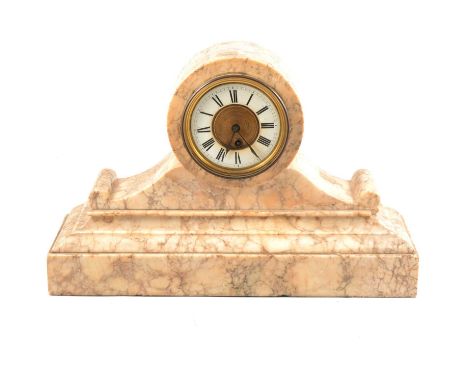 Victorian marble cased mantel clock, white enamel chapter ring with Roman numerals, French cylinder movement, height 33.5cm, 