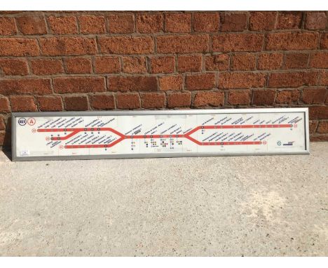 Original SNCF Paris line route train sign, light-up, zones 1 to 5, metal frame, 23cm by 141cm