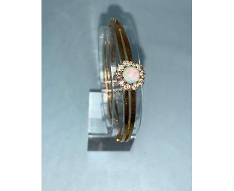 A late Victorian metamorphic bangle and brooch suite by W Batty &amp; Sons, yellow metal set opal and diamond, diamond weight