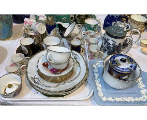 Two Vienna cabinet cups and saucers; a French rose pattern coffee service; decorative china 