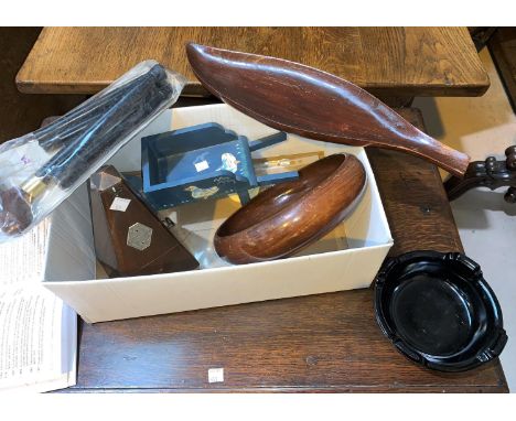 An ebonised briar walking cane with silver mount; 2 others; a metronome; etc. 