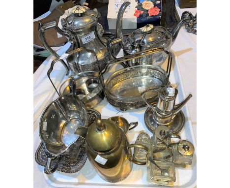 An EPBM 4 piece tea service; various items of continental electroplate 