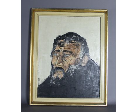 Modern Continental School - Oil painting - 'Diamond Dealer' - shoulder length portrait of a man, canvas laid on board, 63cm x