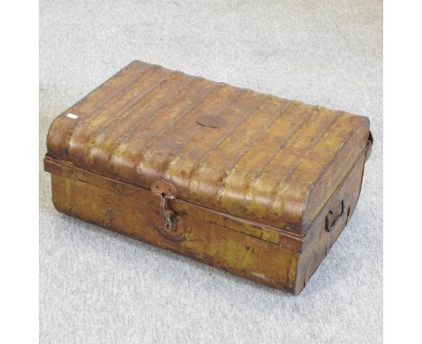 A small painted metal trunk, 59cm