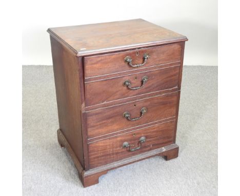 A George III mahogany commode chest, 60cm, together with an spindle back chair