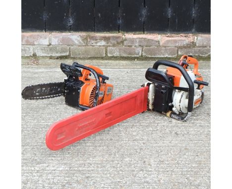 A Stihl petrol chainsaw, together with another