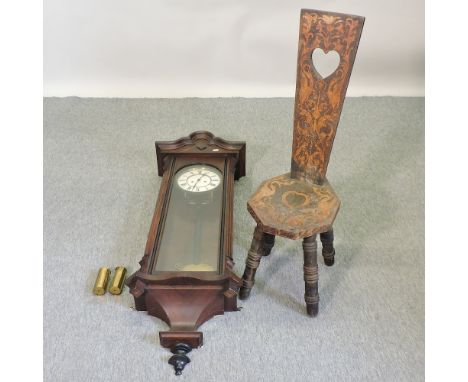 An early 20th century mahogany cased Vienna style dial wall clock, 96cm high