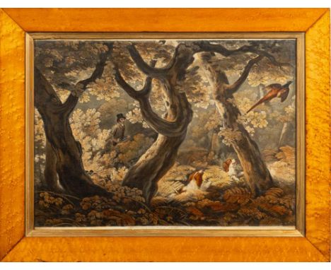 PHEASANT SHOOTING : hand coloured aquatint, engraved by Nichols & (another), after P. R (?), size 510 x 370 mm, in a heavy be