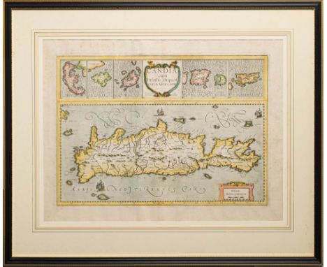 MERCATOR, Gerard - Candia (Crete) cum Insulis aliquot circa Graeciam : hand coloured  map,475 x 335 mm, light foxing, attract