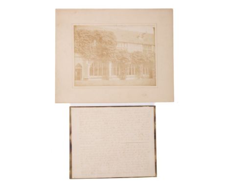 WILLIAM HENRY FOX TALBOT [1800-1877]-Cloisters of Lacock Abbey, 1844, salted paper print,:-16 x 21cm, together with one other