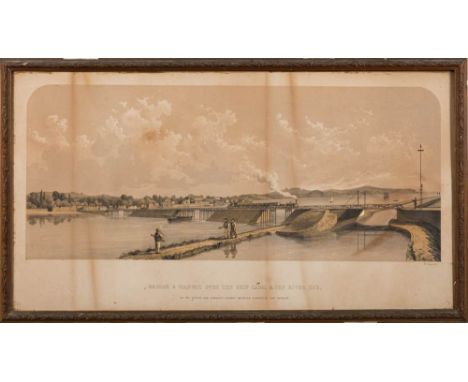 EXETER &amp; EXMOUTH RAILWAY : " Bridge &amp; Viaduct Over The Ship Canal &amp; The River Exe." W. Dawson. Tinted lithograph,