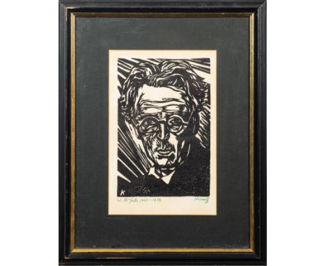 W.B. YEATS : Original scrapper board portrait by Kernoff signed in the margin. Framed and glazed.