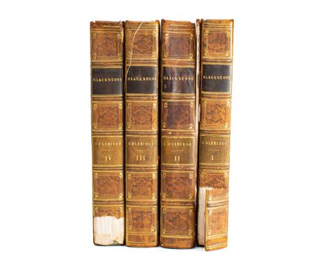 BLACKSTONE, Sir William - Commentaries on the Laws of England : 4 vols, eng. portrait frontispiece, folding genealogical plat