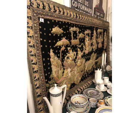 An embroidered oriental wall panel/tapestry 167 x 92cm