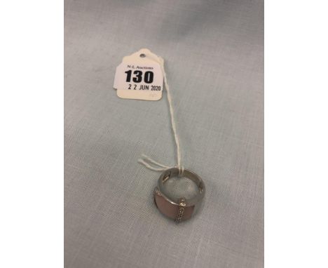 A 14ct white gold mother of pearl and diamond ring size N weight 8 grams 