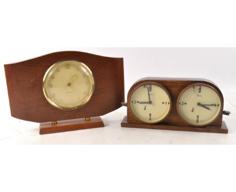 RARE MODEL HUNGARIAN OMIKRON twin clock 'chess players clock', dimensions 22cm L x 11cm W and one other WESTCLOX vintage mant
