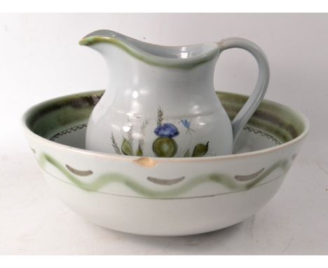 BUCHAN Pottery basin &amp; ewer set and having traditional thistle design(chip on outer rim)W: 30cm approx 