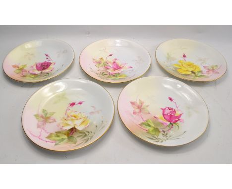 5 BEAUTIFULLY hand painted ROYAL WORCESTER Roses cabinet plates SIGNED by WILLIAM HALE (WORCESTERS most famous floral &amp; f