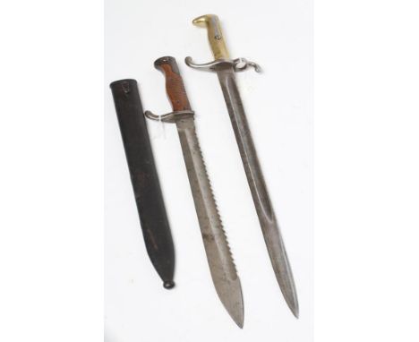 TWO IMPERIAL GERMAN BAYONETS, comprising an m1871 with 18 1/4" blade stamped "P.D. LUNESCHLOSS SOLINGEN", and an m1898/05 wit