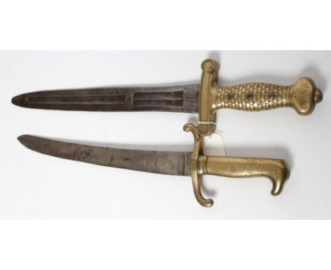 AN 1832 ARTILLERY SWORD/GLADIUS with 18 1/2" fullered blade and brass hilt with fish scale grip, 24 1/2" long, together with 