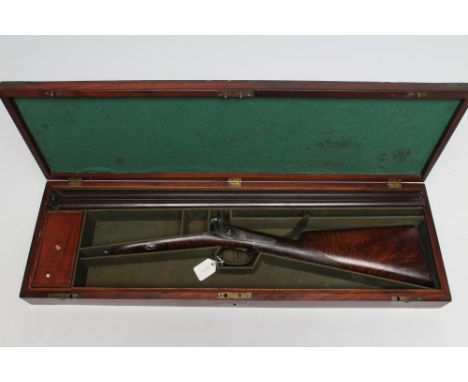 A WILLIAM HOLE OF BRISTOL 16 BORE PERCUSSION SHOTGUN, the 30 1/2" damascus barrels bearing maker's name and address, foliate 