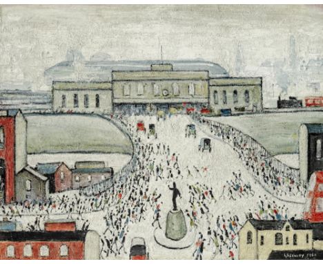 LAURENCE STEPHEN LOWRY (1887-1976) "Station Approach", lithograph, limited edition with blind stamp, signed in pencil, plate 