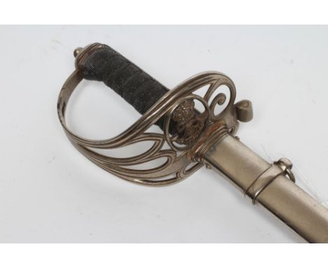 AN 1827 PATTERN RIFLE OFFICER'S SWORD, the 32 1/2" blade etched with foliate scrolls and maker's name of Robert Mole & Sons, 