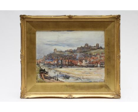 ROWLAND HENRY HILL (1873-1952) "Whitby Harbour", watercolour and pencil heightened with white, signed and dated 1931, 11 1/2"