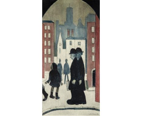 LAURENCE STEPHEN LOWRY (1887-1976) "The Two Brothers", lithograph, limited edition with blindstamp, signed in pencil, plate s