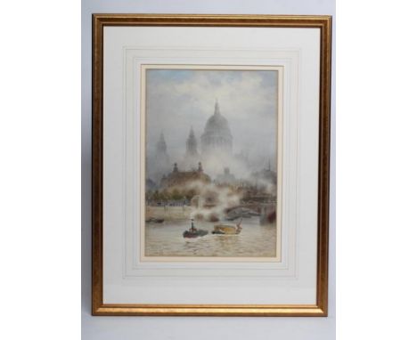 HUBERT JAMES MEDLYCOTT (1841-1920) "St Paul's and Blackfriars Bridge", watercolour and pencil heightened with white, signed a