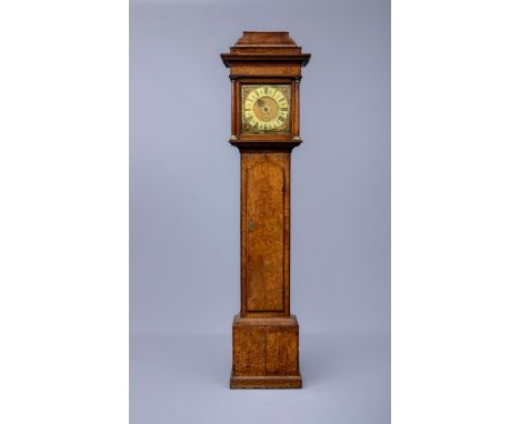 A BURR ELM AND OAK ALARM LONGCASE by William Crawshaw, Worsborough/Barnsley, early 18th century, the thirty hour single hand 