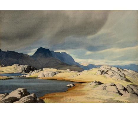 WILLIAM HEATON COOPER RI (1903-1995) "Bowfell from Pike O' Blisco", watercolour and pencil, signed, 15" x 22", framed (Illust