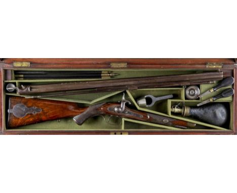 A RARE JOHN REEVES & CO. .465 PERCUSSION WHITWORTH RIFLE, the 28" octagonal barrel with heavy top rib bearing incremental mar