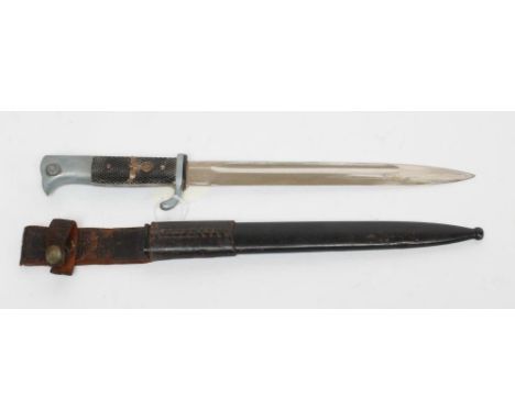 A GERMAN THIRD REICH DRESS BAYONET with 9 3/4" blade, maker's mark for Paul Seilheimer, grip with applied reichsadler, steel 