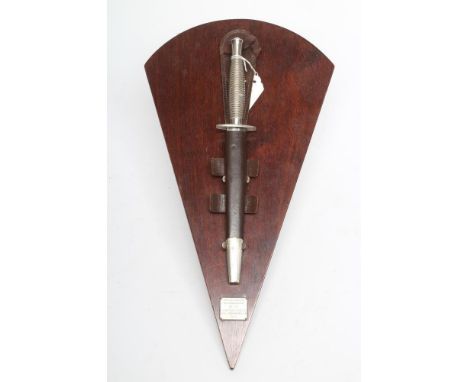 A FAIRBAIRN & SYKES FIGHTING KNIFE, the 6 7/8" blade with Wilkinson maker's name etched to the ricasso, nickelled cross guard