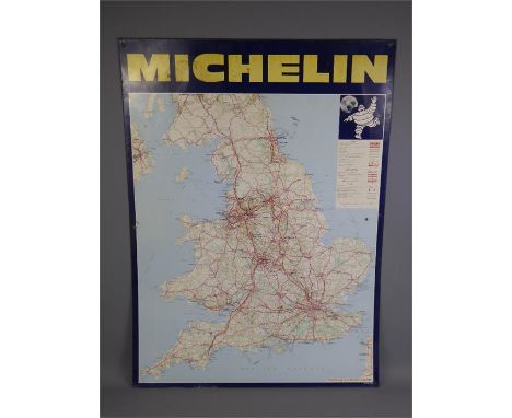 A Vintage Michelin Garage Forecourt&nbsp; Advertising Map. The tin/metal map being approx 64 x 87 cms.